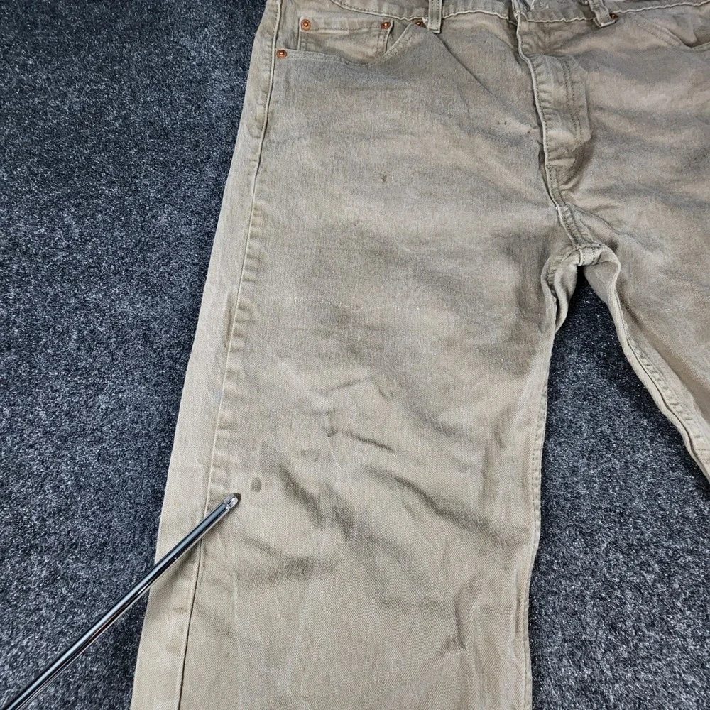 Levi's 505 Regular Fit Jeans Mens 40x32 Khaki Tan Straight Leg Denim Pants